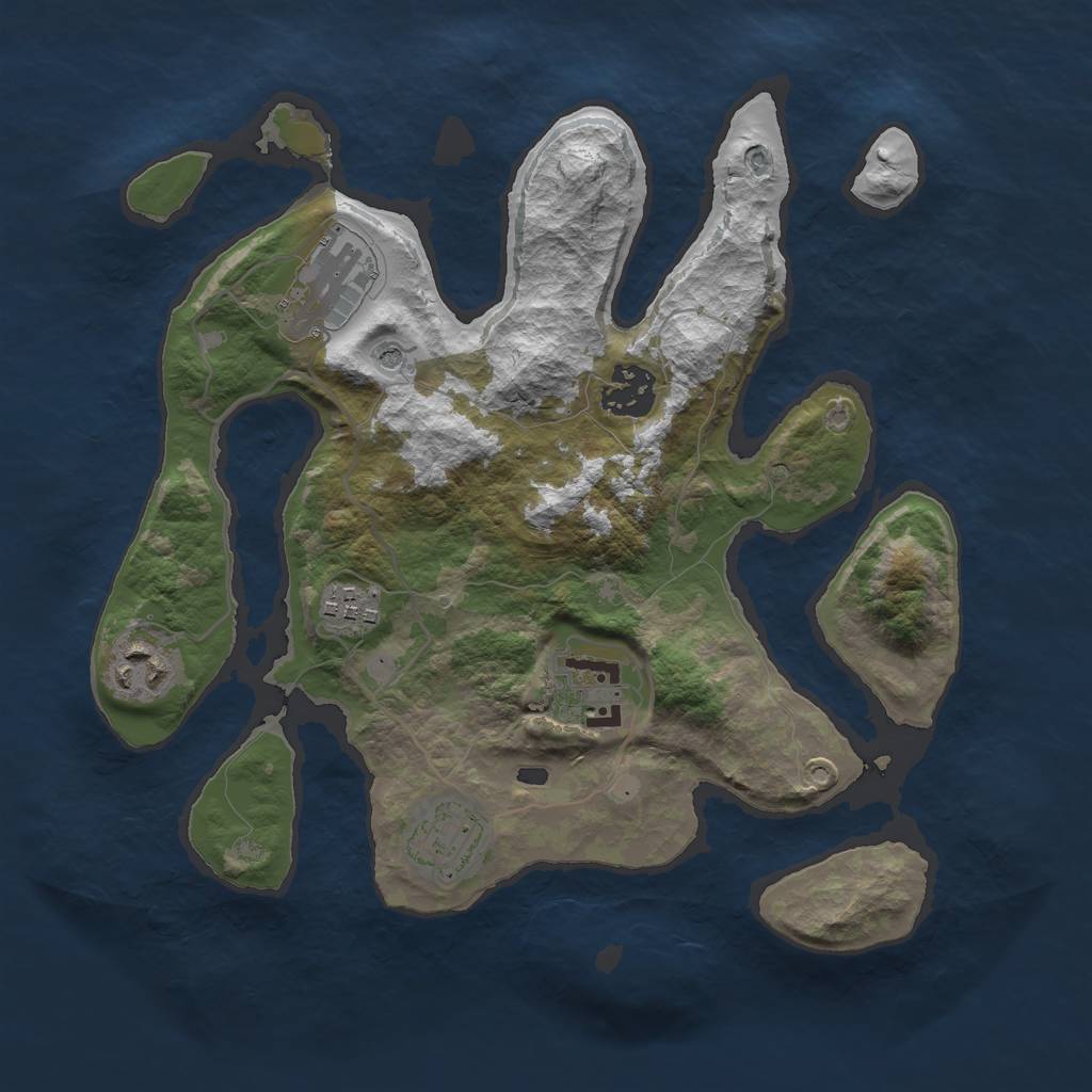 Rust Map: Barren, Size: 3000, Seed: 47501, 9 Monuments
