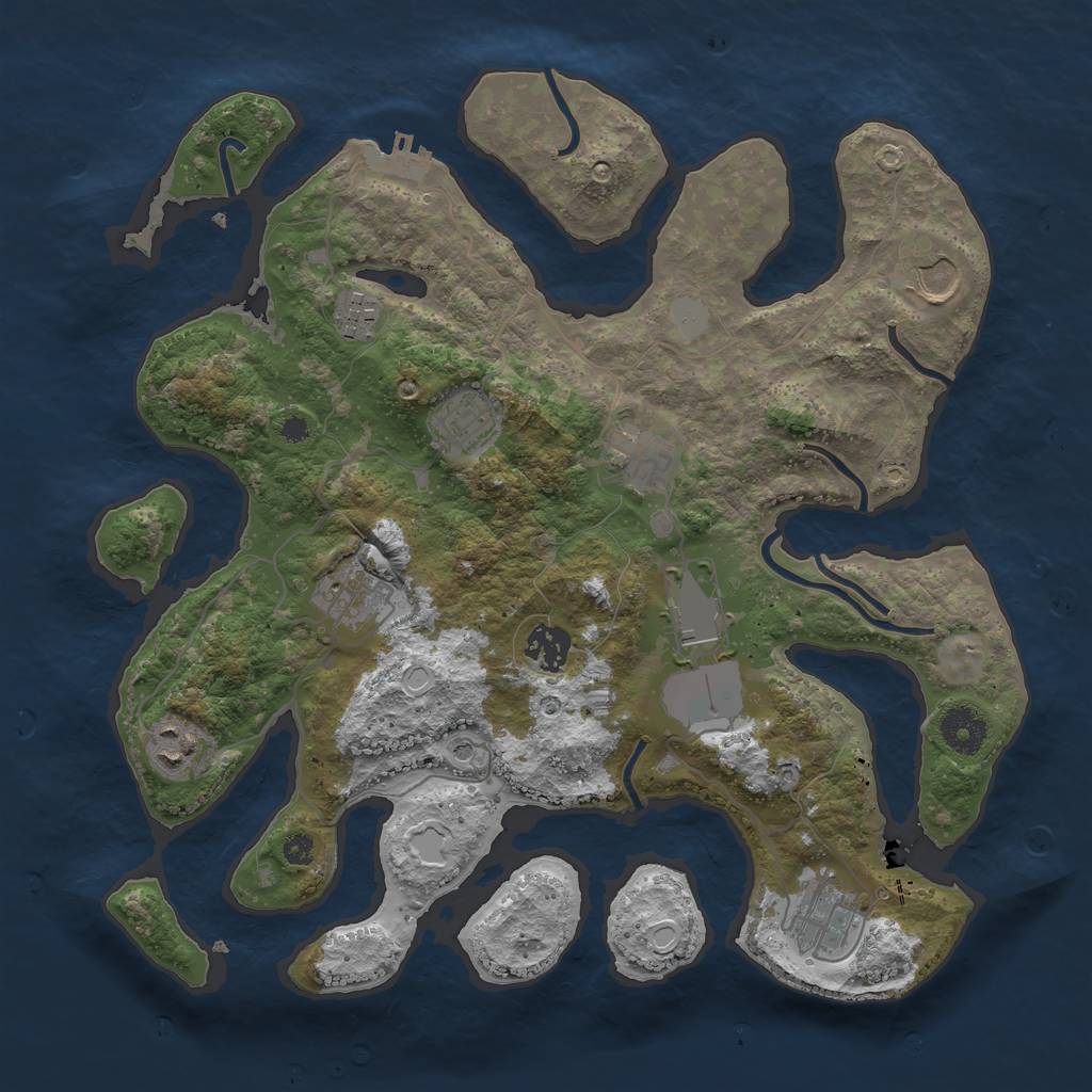 Rust Map: Procedural Map, Size: 3550, Seed: 746184, 16 Monuments
