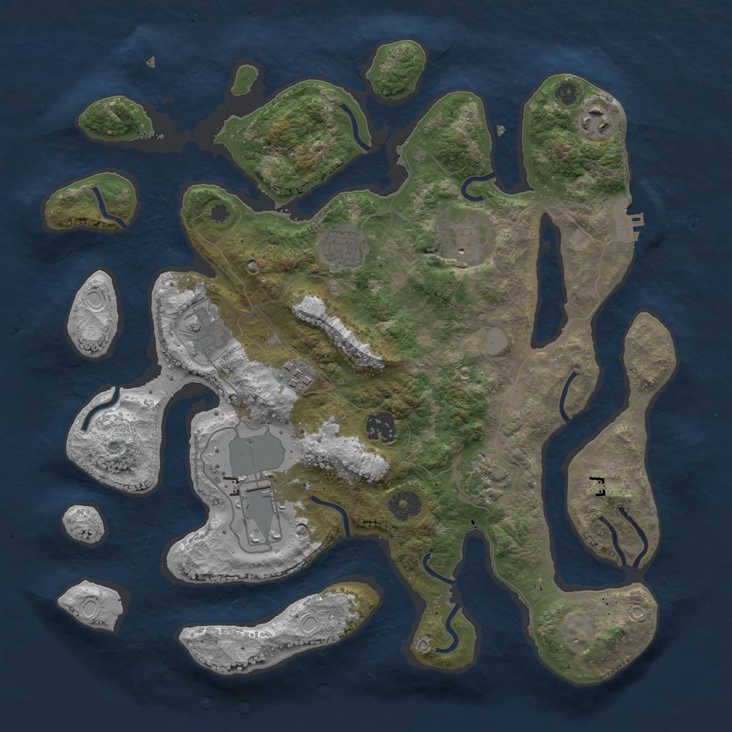 Rust Map: Procedural Map, Size: 3550, Seed: 59645, 14 Monuments