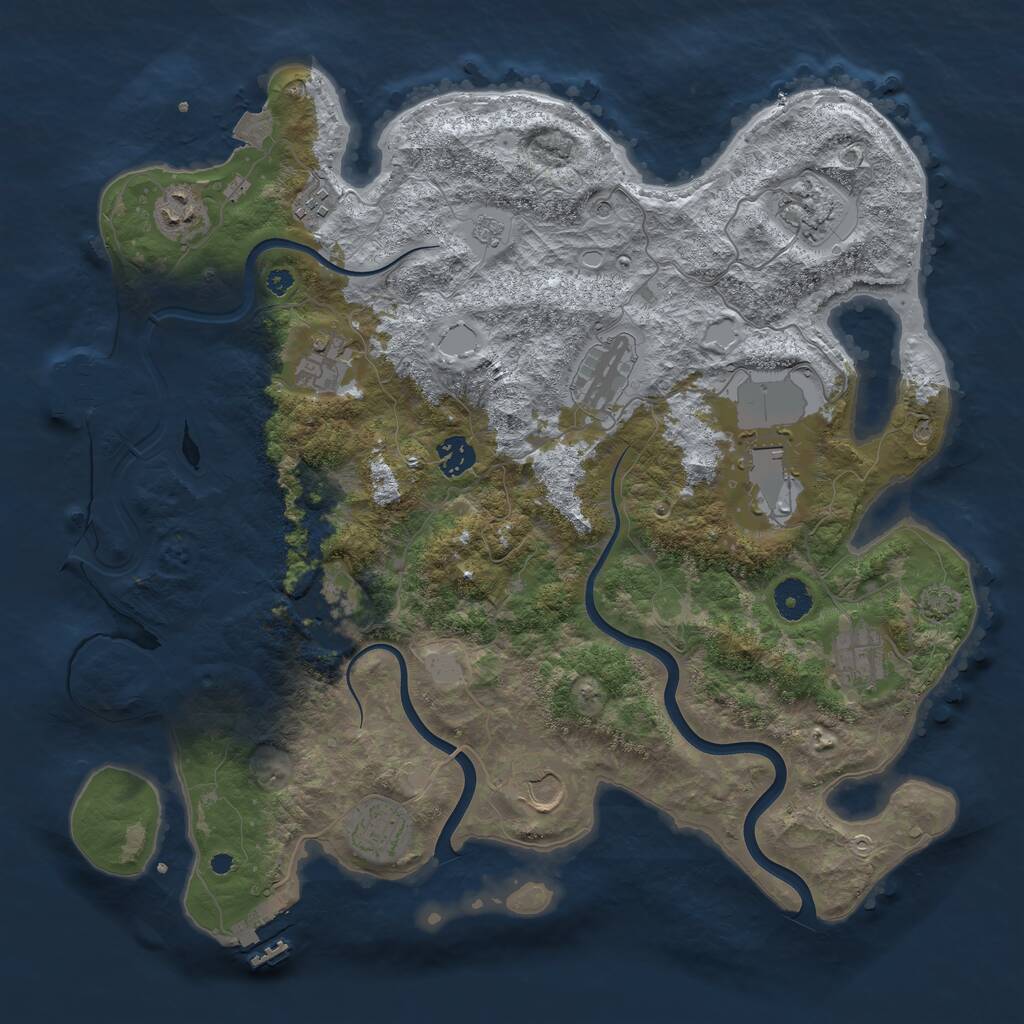 Rust Map: Procedural Map, Size: 3950, Seed: 2119115842, 17 Monuments