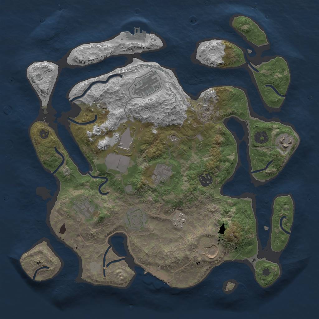 Rust Map: Procedural Map, Size: 3500, Seed: 308486321, 17 Monuments