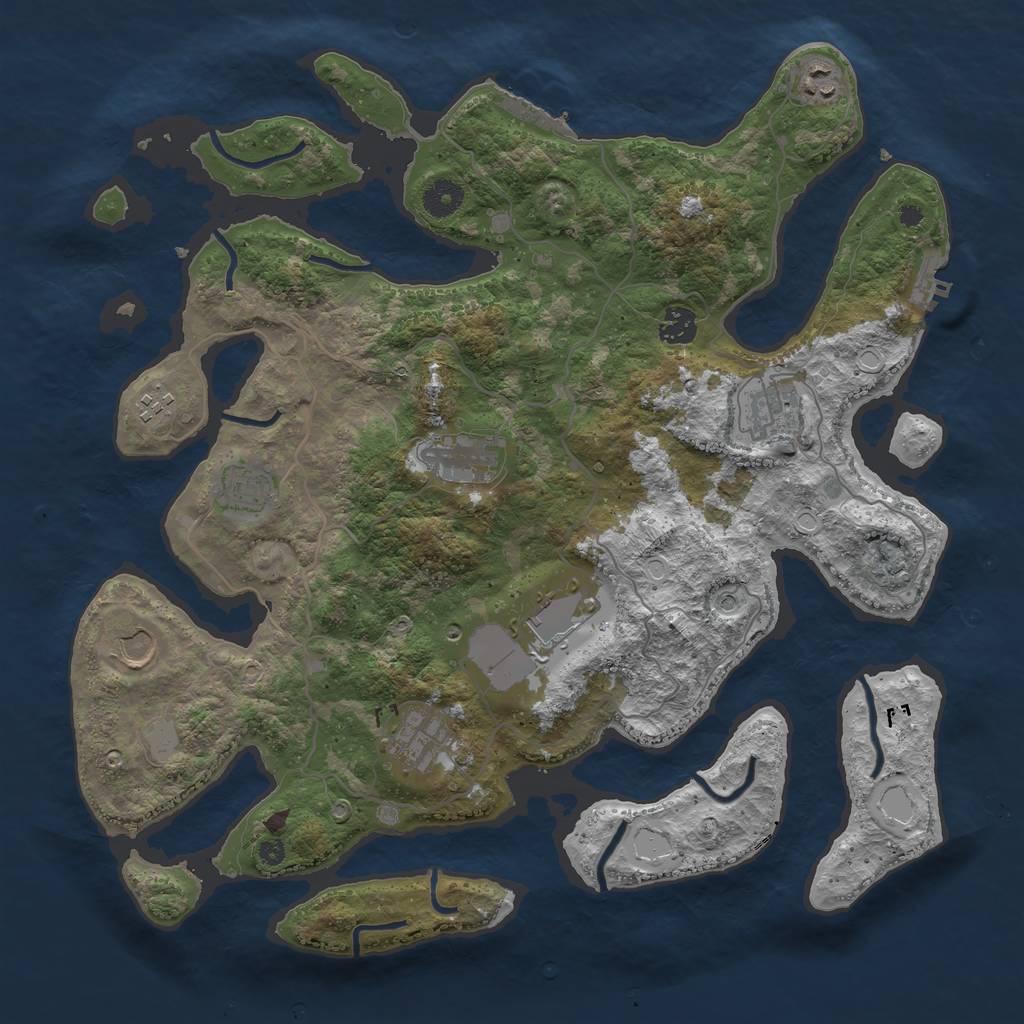 Rust Map: Procedural Map, Size: 4000, Seed: 23698451, 17 Monuments