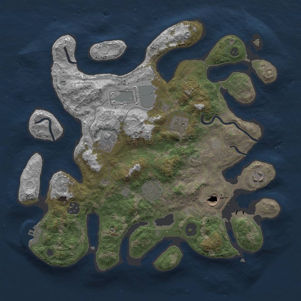 Rust Map: Procedural Map, Size: 3550, Seed: 777775, 14 Monuments