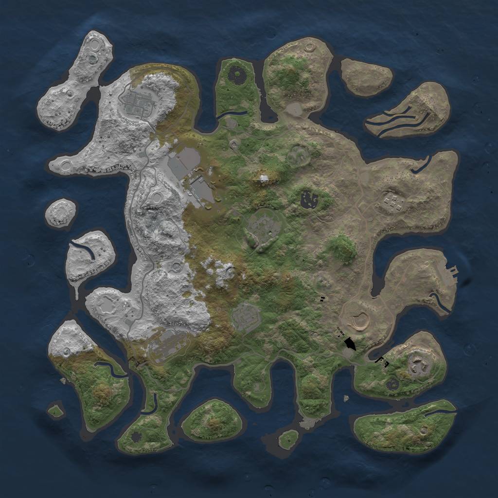 Rust Map: Procedural Map, Size: 4000, Seed: 220143, 16 Monuments