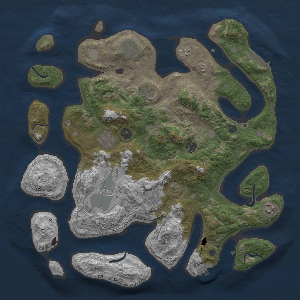 Rust Map: Procedural Map, Size: 4000, Seed: 719724, 16 Monuments