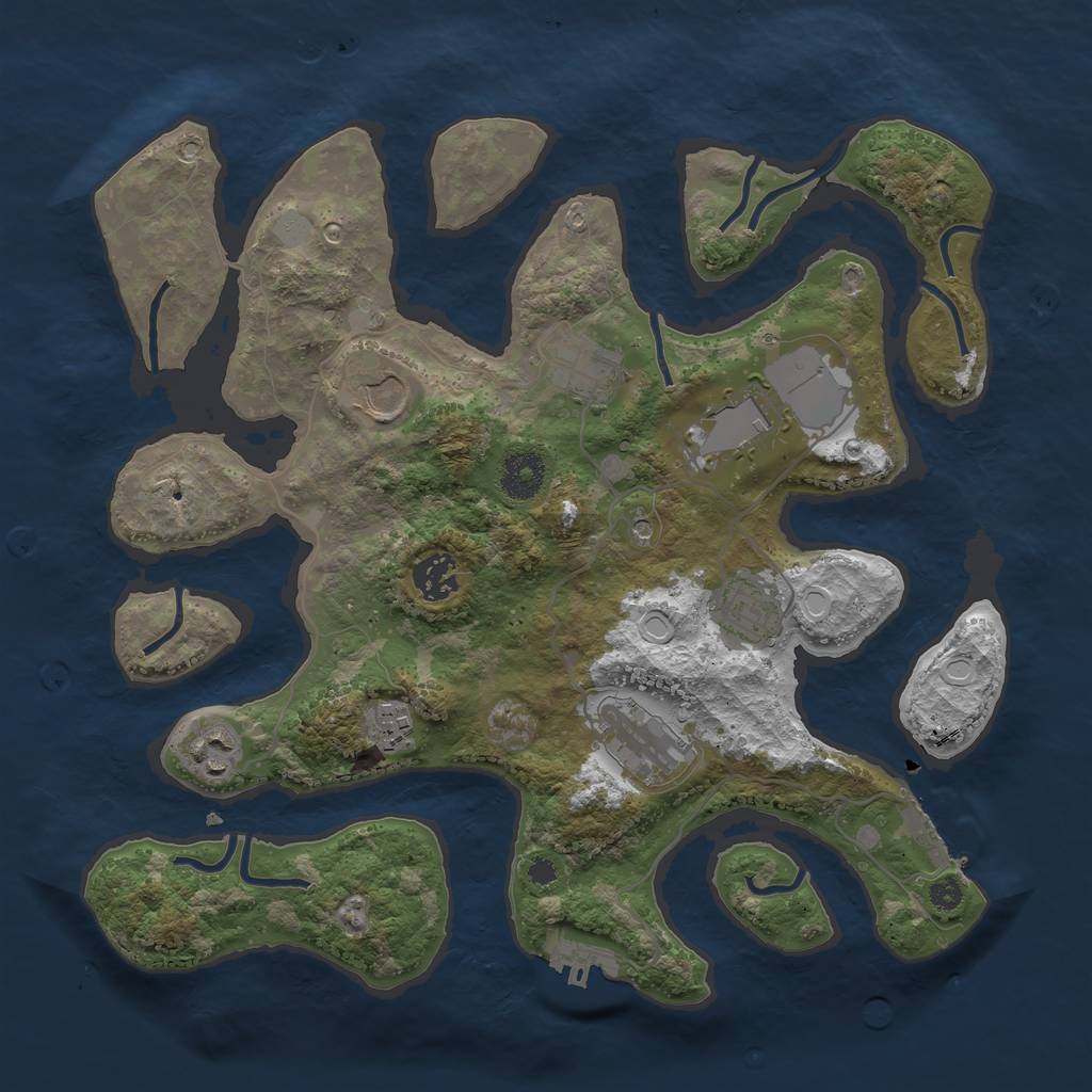 Rust Map: Procedural Map, Size: 3500, Seed: 1452722774, 16 Monuments