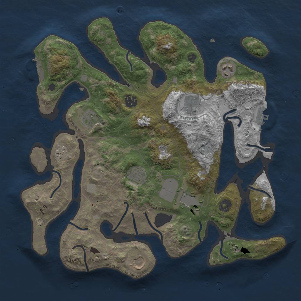 Rust Map: Procedural Map, Size: 3550, Seed: 413374, 16 Monuments