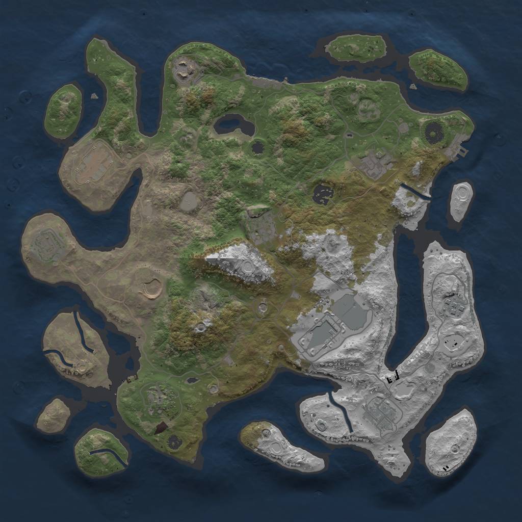 Rust Map: Procedural Map, Size: 3850, Seed: 1159453455, 19 Monuments
