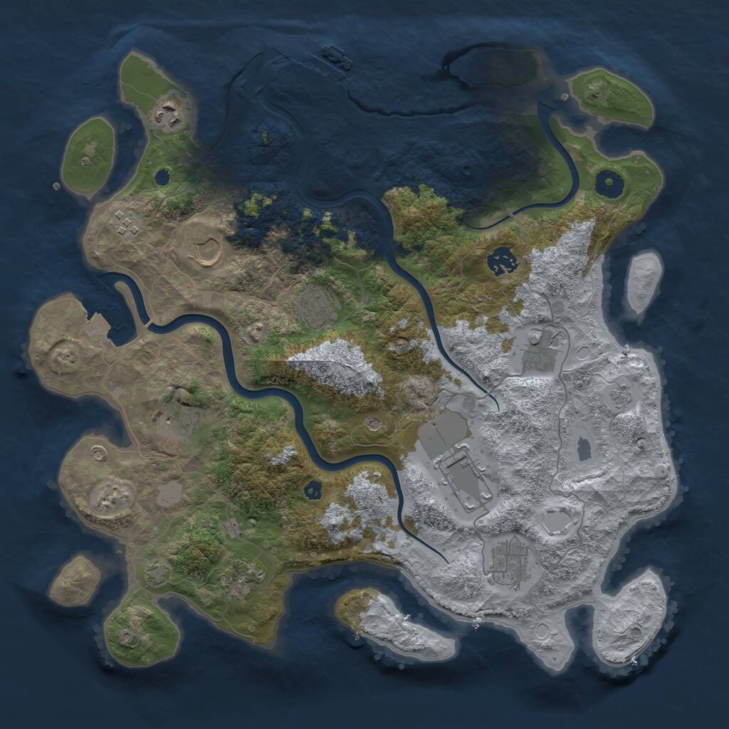 Rust Map: Procedural Map, Size: 3850, Seed: 1159453455, 15 Monuments