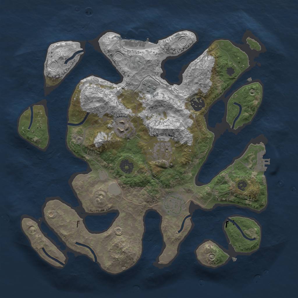 Rust Map: Procedural Map, Size: 3200, Seed: 21021993, 12 Monuments
