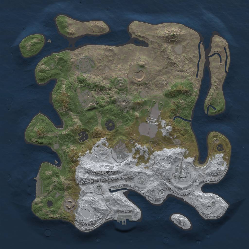 Rust Map: Procedural Map, Size: 3500, Seed: 12311163, 17 Monuments