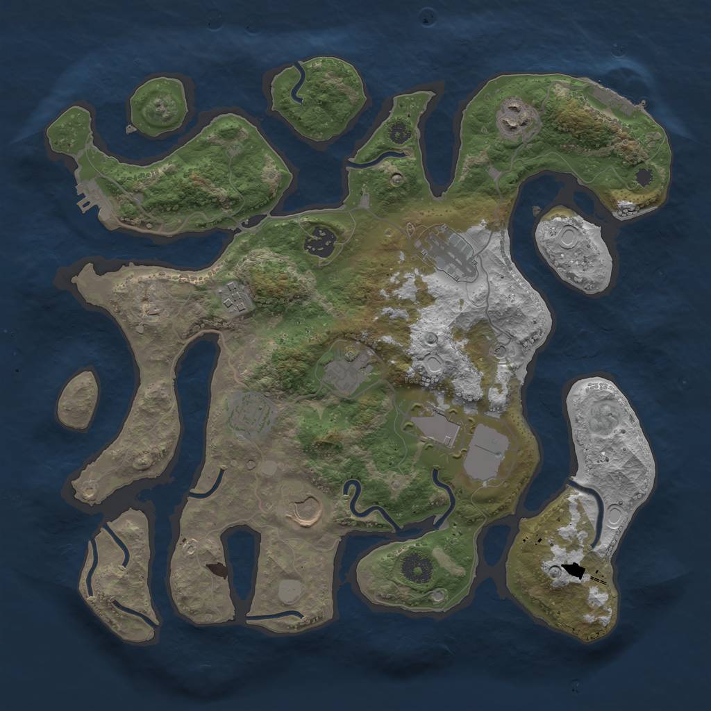 Rust Map: Procedural Map, Size: 3500, Seed: 3363004, 16 Monuments