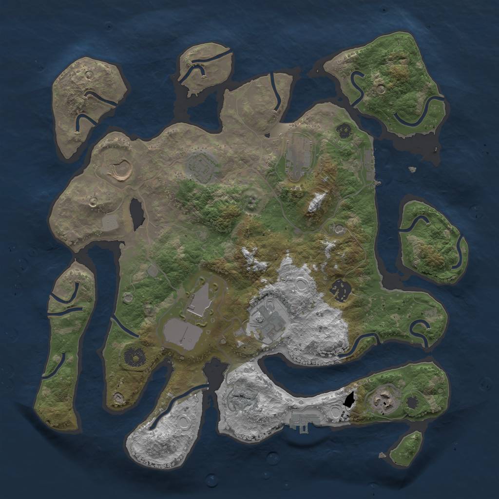 Rust Map: Procedural Map, Size: 3550, Seed: 729056, 15 Monuments