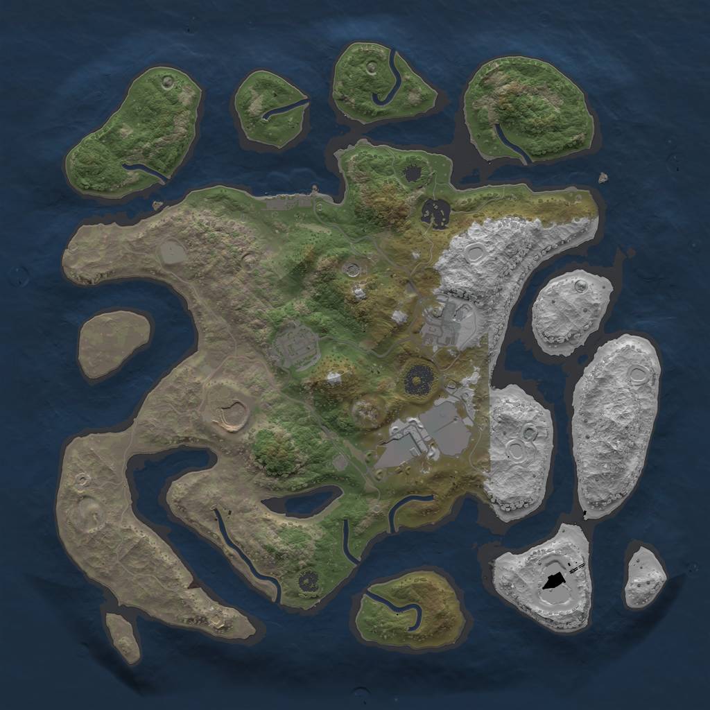 Rust Map: Procedural Map, Size: 3500, Seed: 114549473, 12 Monuments
