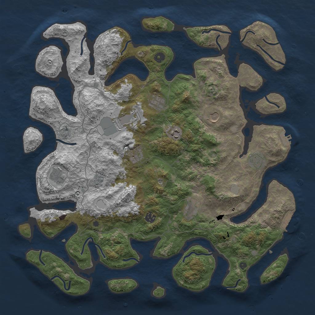 Rust Map: Procedural Map, Size: 4500, Seed: 3593359, 18 Monuments