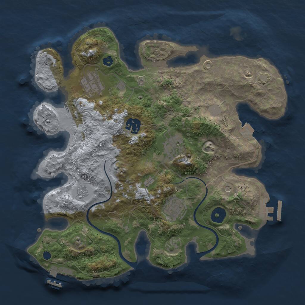 Rust Map: Procedural Map, Size: 3000, Seed: 193564, 10 Monuments