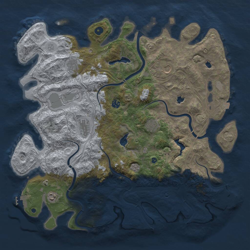 Rust Map: Procedural Map, Size: 4500, Seed: 97348977, 14 Monuments