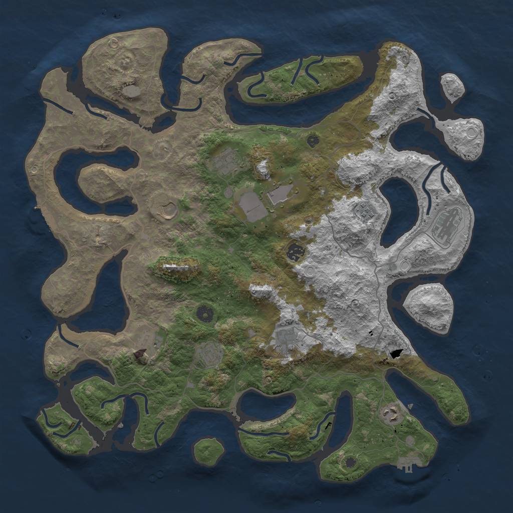 Rust Map: Procedural Map, Size: 4500, Seed: 4231287, 18 Monuments