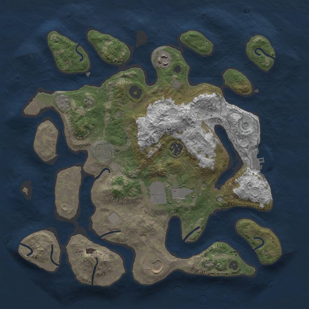 Rust Map: Procedural Map, Size: 3550, Seed: 307869, 13 Monuments