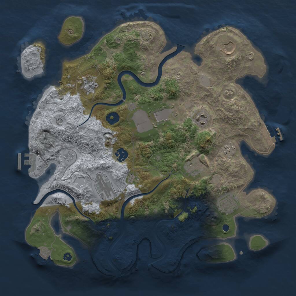 Rust Map: Procedural Map, Size: 3500, Seed: 2053907360, 15 Monuments