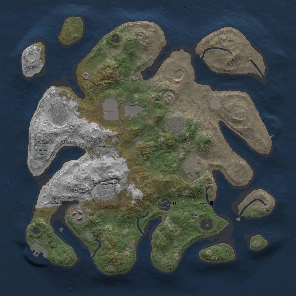 Rust Map: Procedural Map, Size: 3500, Seed: 2053907360, 16 Monuments