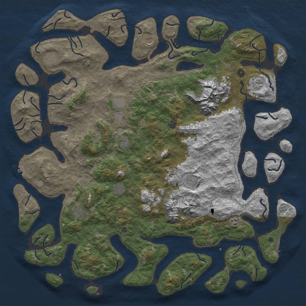 Rust Map: Procedural Map, Size: 6000, Seed: 76507275, 19 Monuments