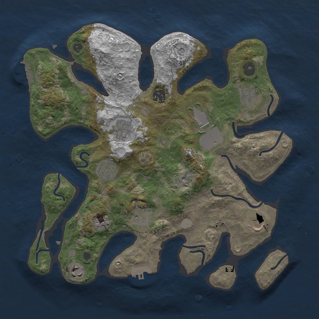 Rust Map: Procedural Map, Size: 3550, Seed: 820190, 17 Monuments