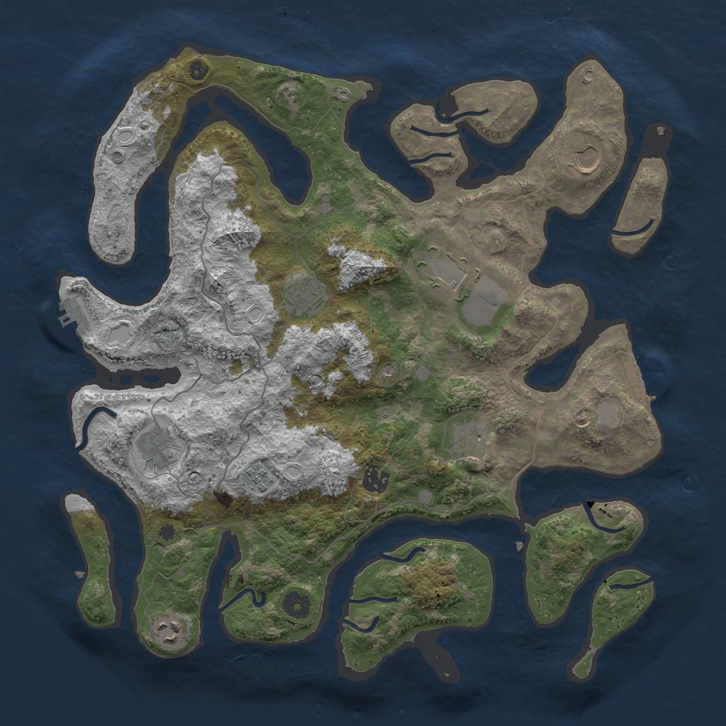 Rust Map: Procedural Map, Size: 4000, Seed: 3409870, 16 Monuments