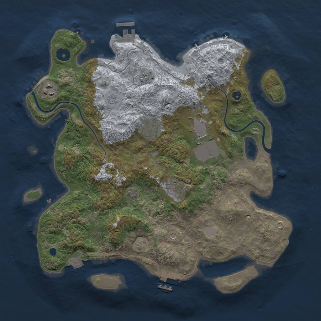 Rust Map: Procedural Map, Size: 3550, Seed: 224738, 11 Monuments