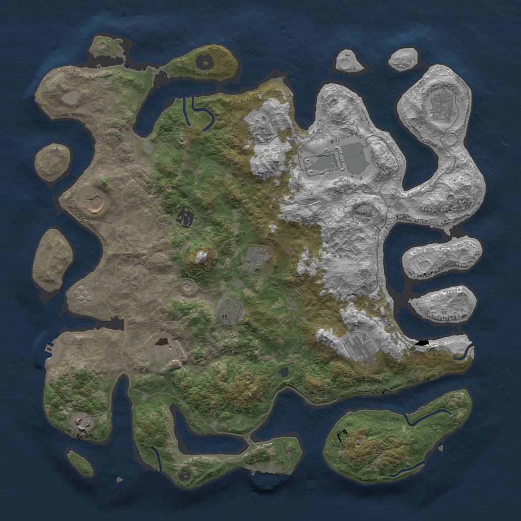 Rust Map: Procedural Map, Size: 4500, Seed: 2651592, 19 Monuments