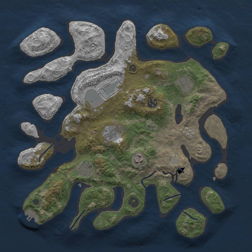 Rust Map: Procedural Map, Size: 3550, Seed: 865448, 14 Monuments