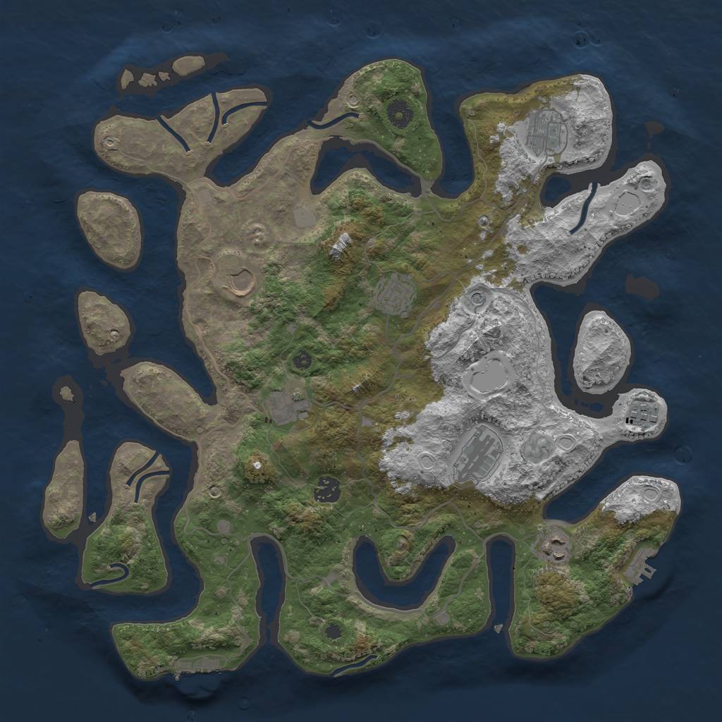 Rust Map: Procedural Map, Size: 4000, Seed: 628339, 16 Monuments