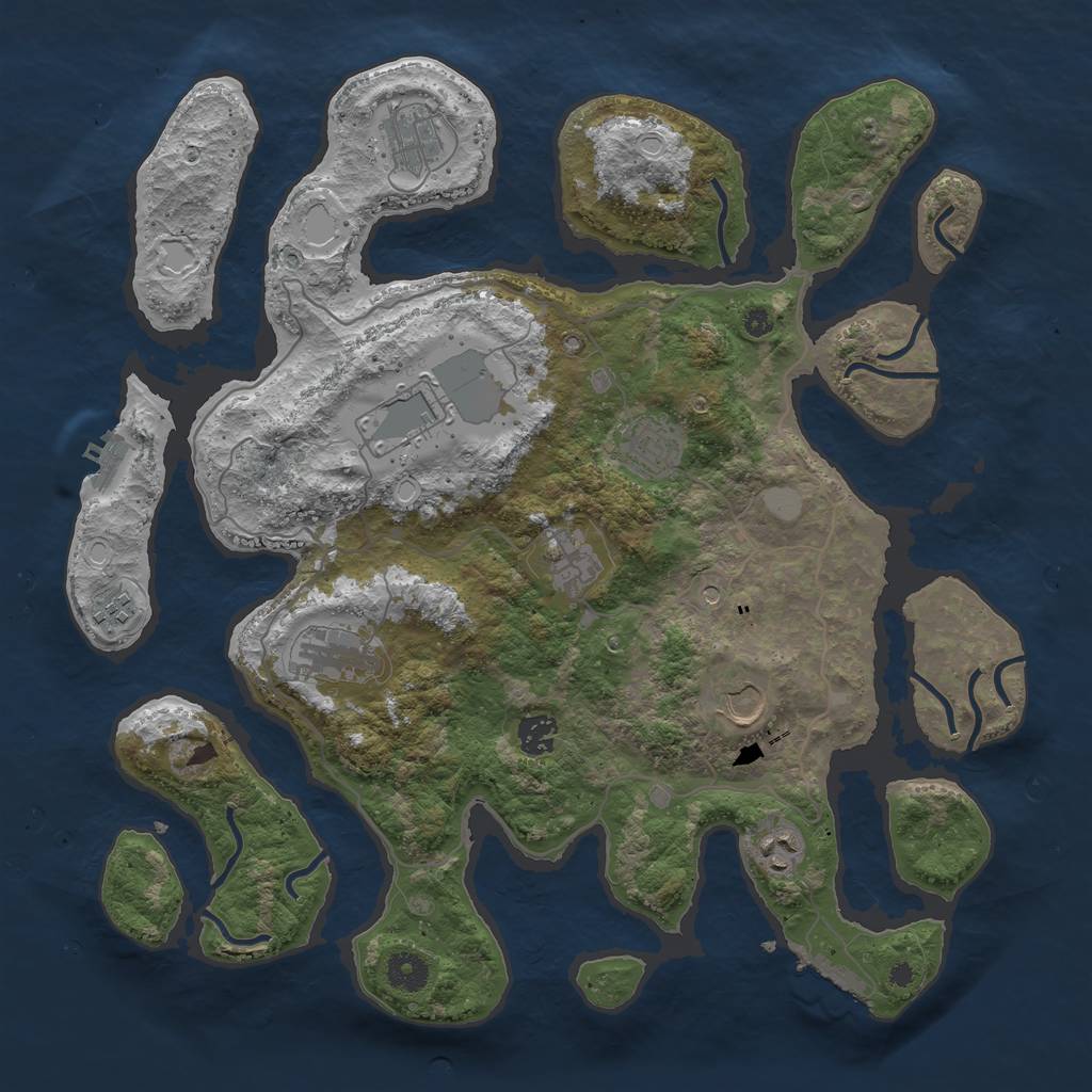 Rust Map: Procedural Map, Size: 4000, Seed: 442906, 17 Monuments