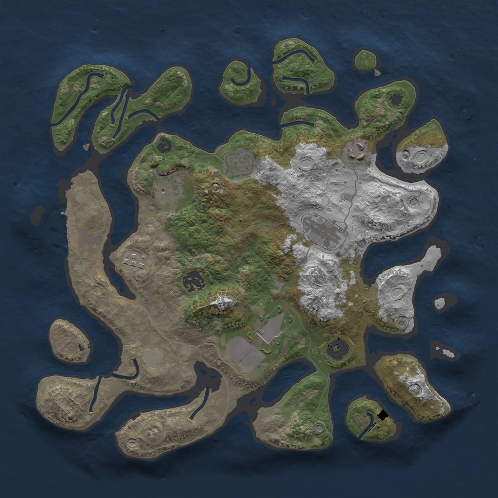 Rust Map: Procedural Map, Size: 3550, Seed: 332334, 14 Monuments