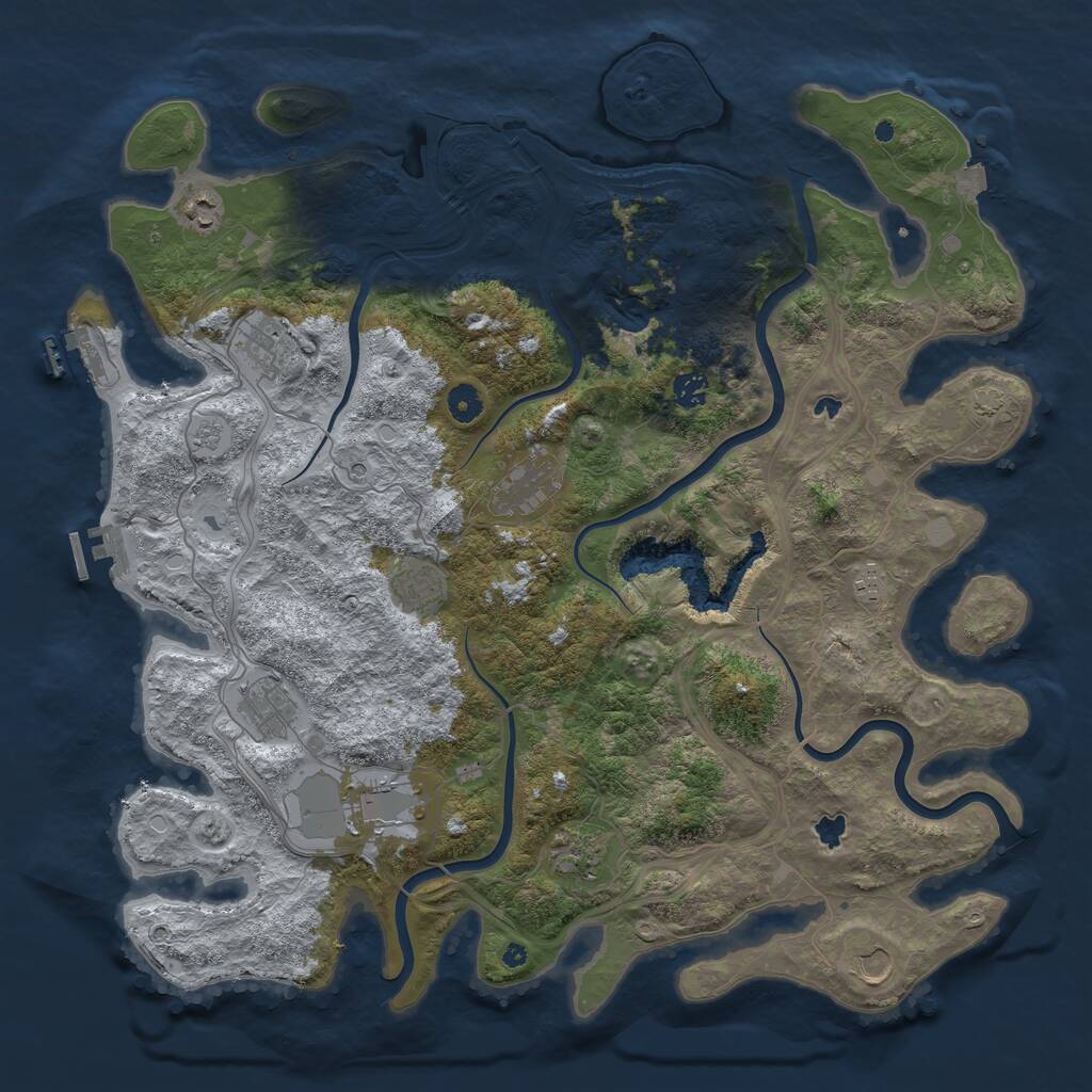 Rust Map: Procedural Map, Size: 4500, Seed: 3868212, 16 Monuments