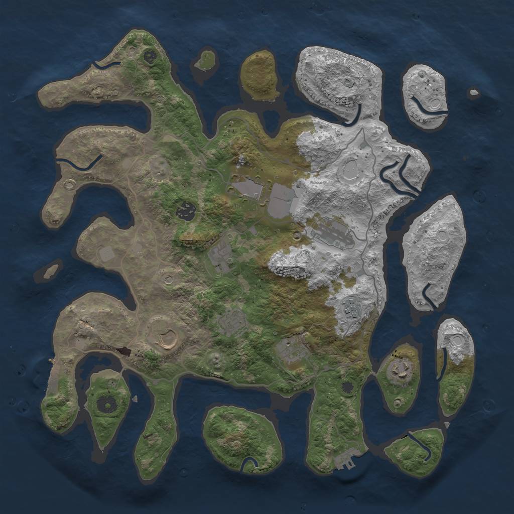 Rust Map: Procedural Map, Size: 4000, Seed: 45678, 17 Monuments