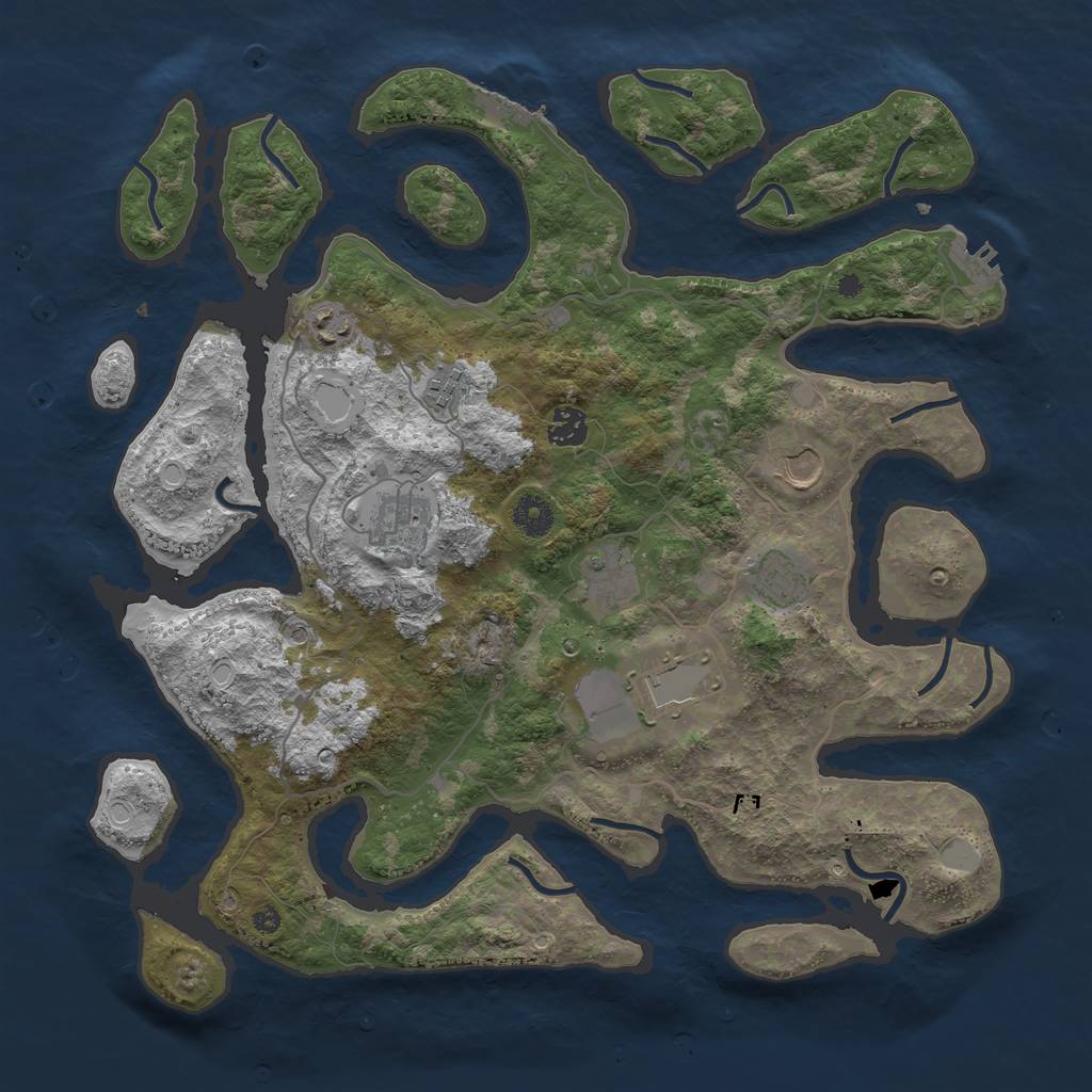 Rust Map: Procedural Map, Size: 4000, Seed: 975301, 16 Monuments
