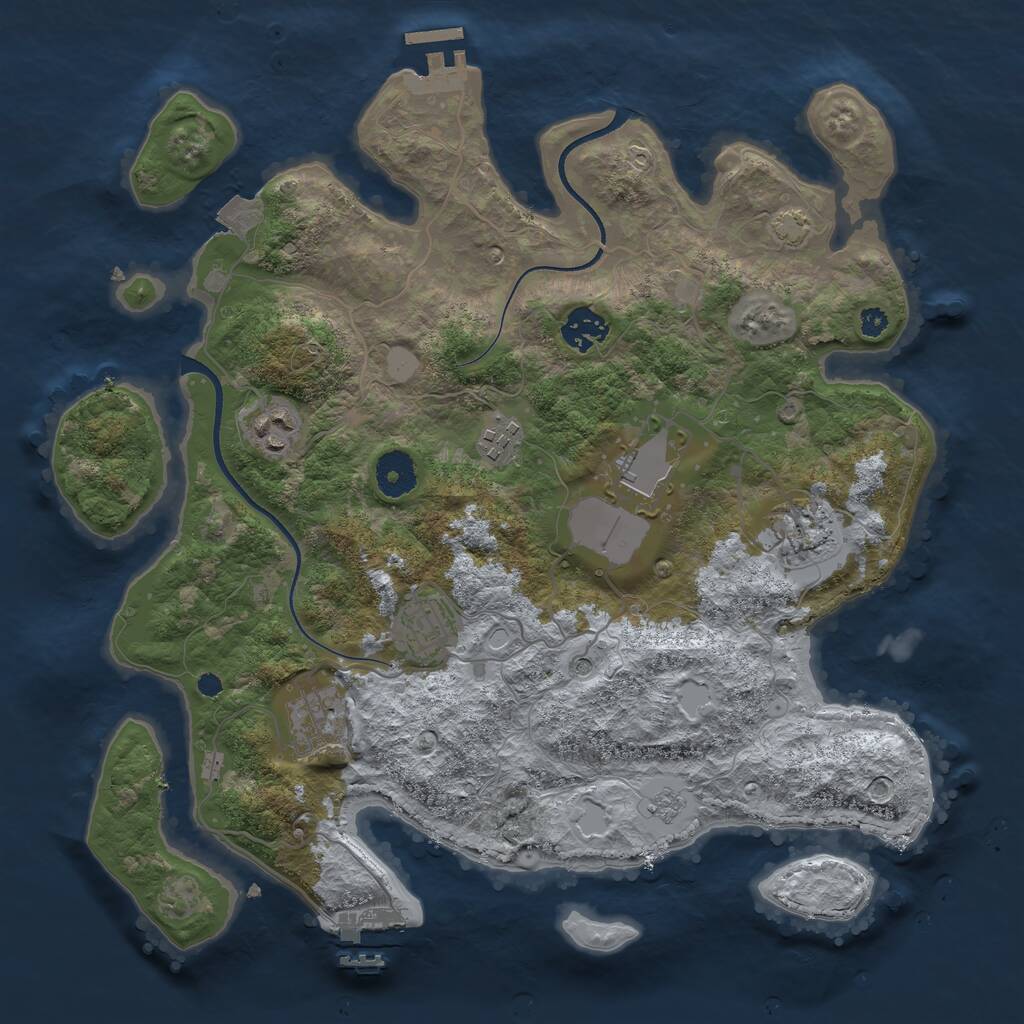 Rust Map: Procedural Map, Size: 3550, Seed: 972081, 13 Monuments