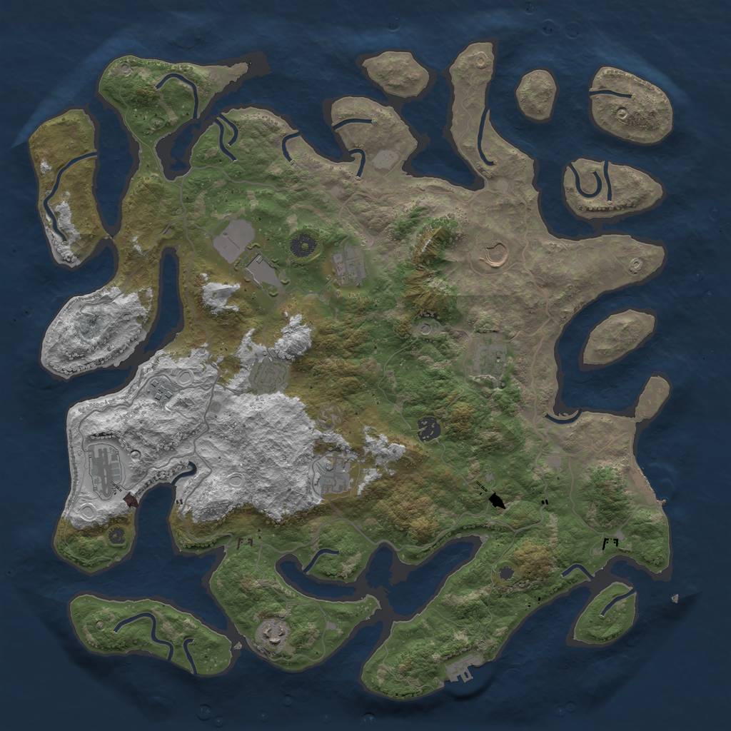 Rust Map: Procedural Map, Size: 4500, Seed: 1870248, 18 Monuments
