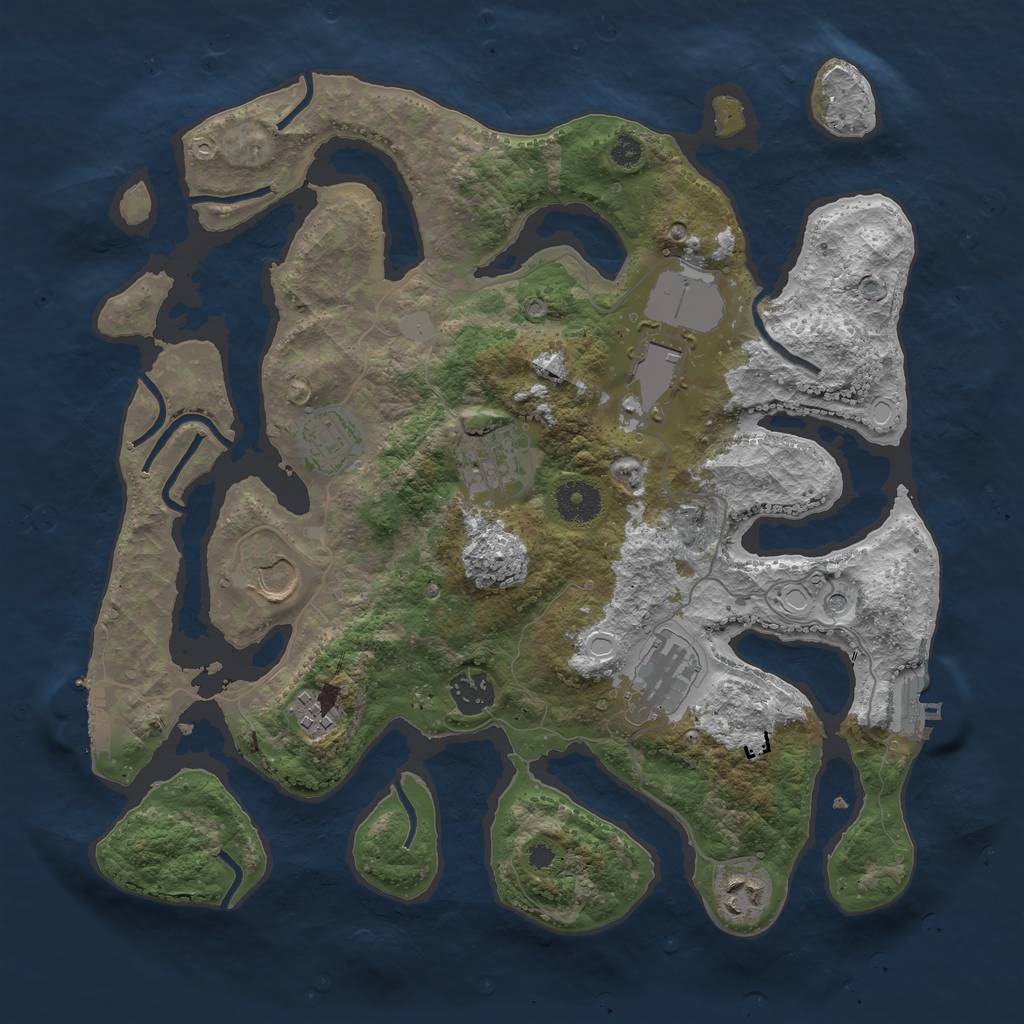 Rust Map: Procedural Map, Size: 3550, Seed: 939979, 16 Monuments