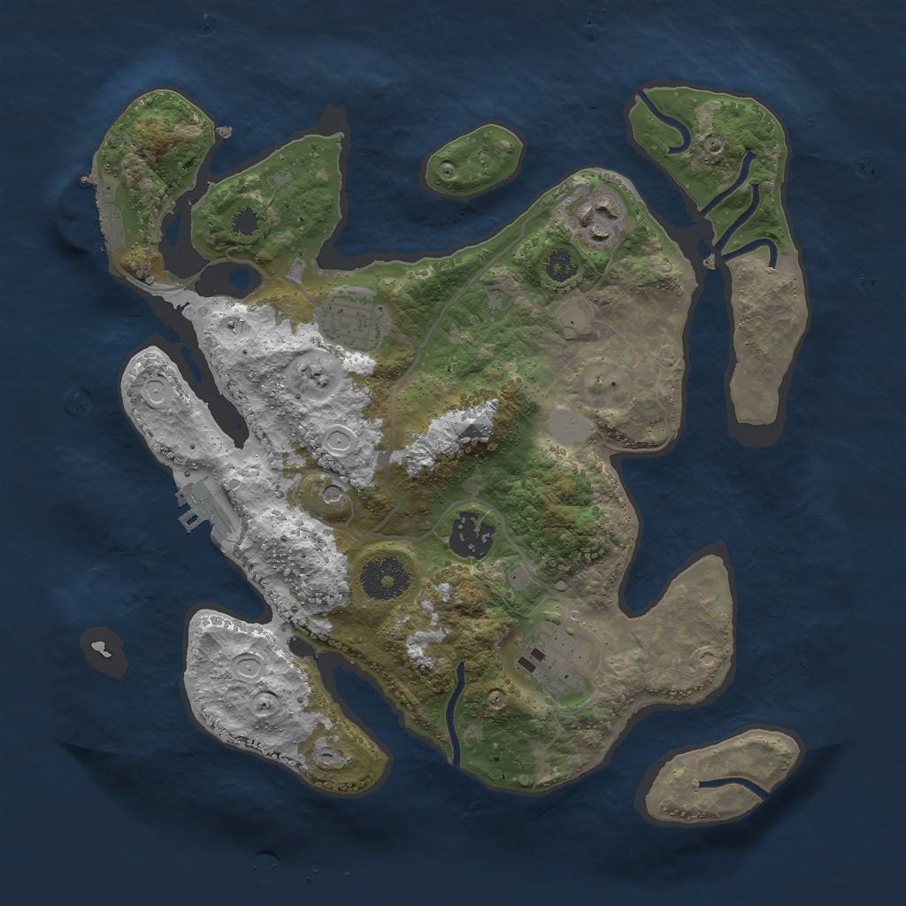 Rust Map: Procedural Map, Size: 3000, Seed: 170631, 12 Monuments