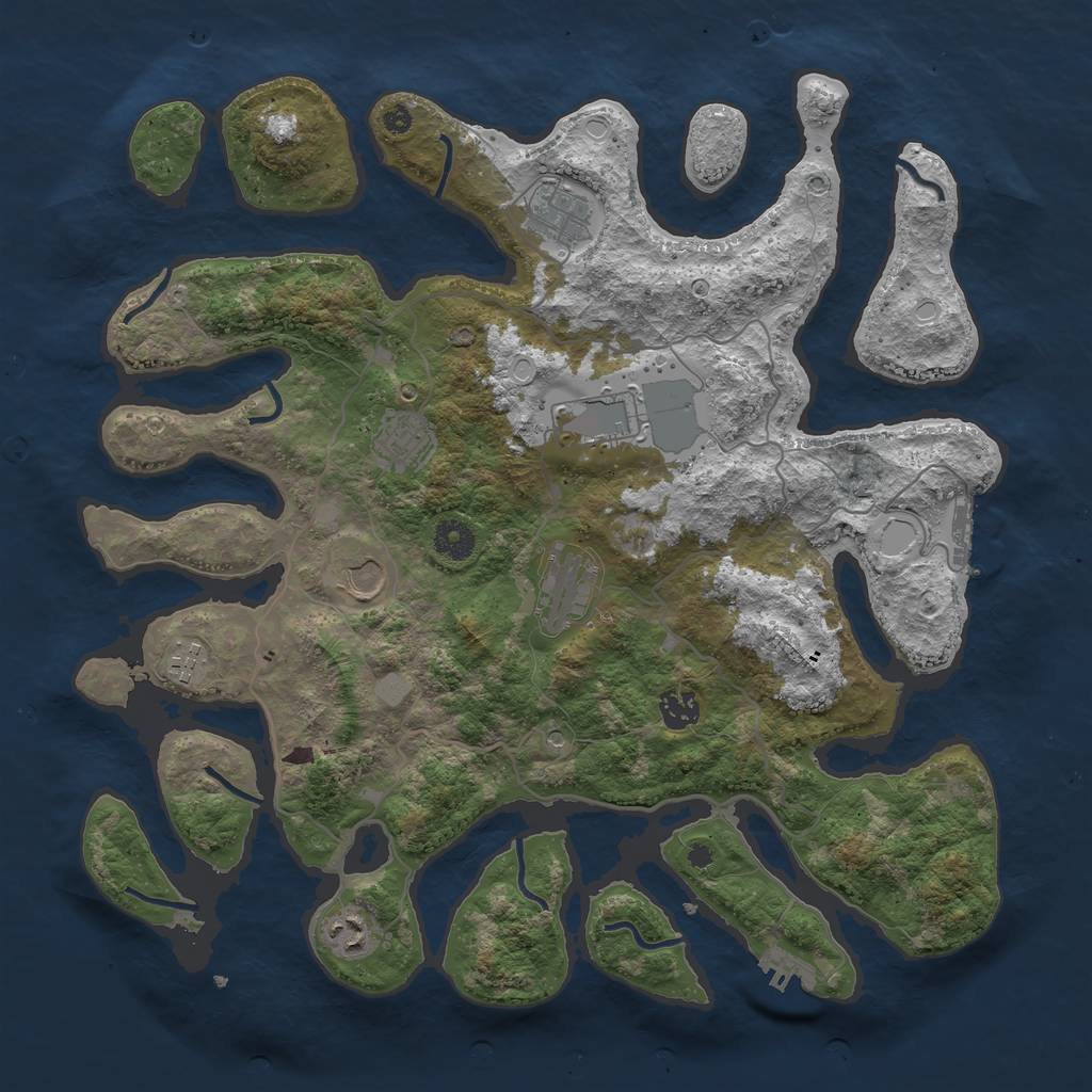 Rust Map: Procedural Map, Size: 4000, Seed: 982957, 16 Monuments