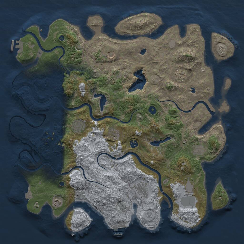 Rust Map: Procedural Map, Size: 4500, Seed: 5240381, 16 Monuments