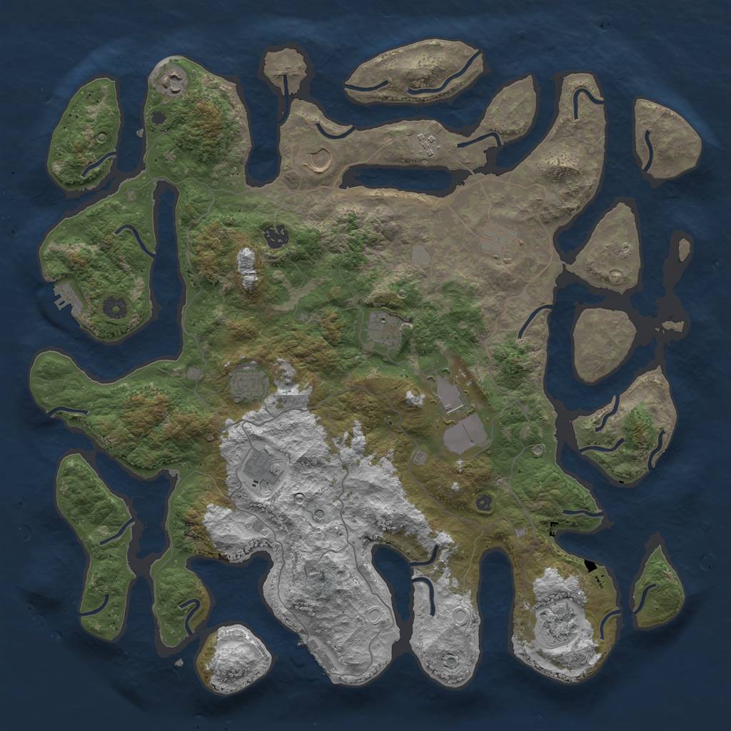 Rust Map: Procedural Map, Size: 4500, Seed: 5240381, 18 Monuments