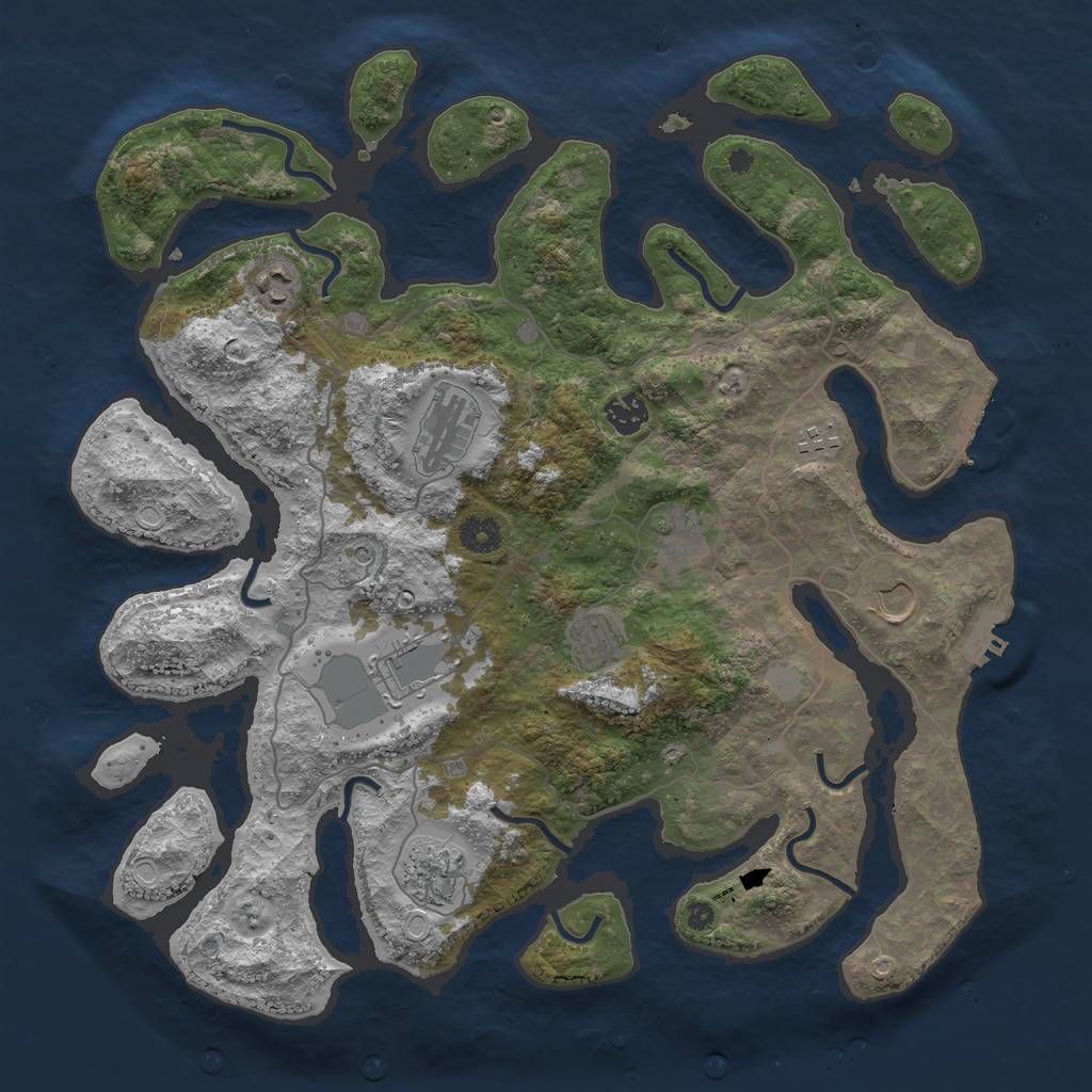 Rust Map: Procedural Map, Size: 4000, Seed: 1885186150, 17 Monuments
