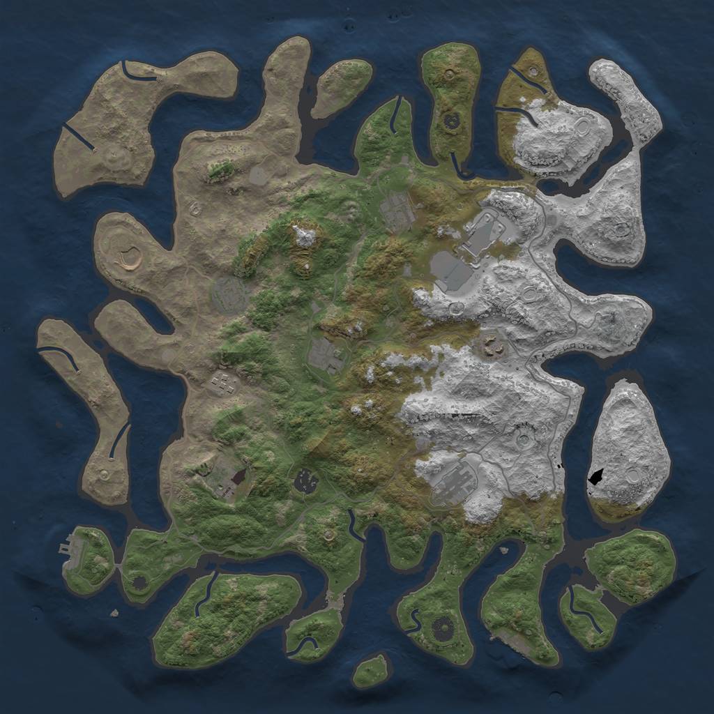 Rust Map: Procedural Map, Size: 4500, Seed: 492389, 18 Monuments