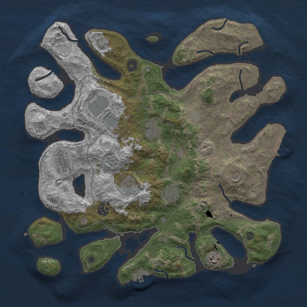 Rust Map: Procedural Map, Size: 4000, Seed: 619997, 17 Monuments