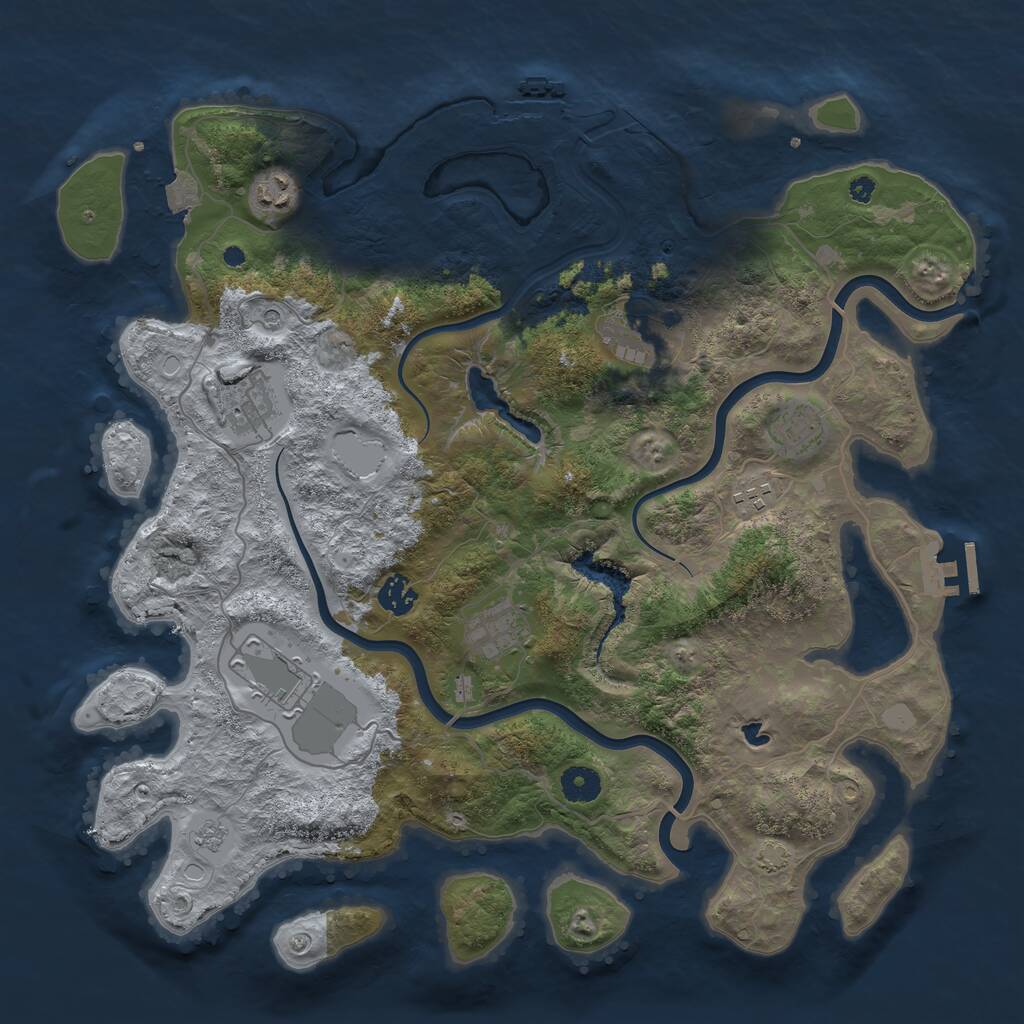 Rust Map: Procedural Map, Size: 4000, Seed: 911872, 14 Monuments