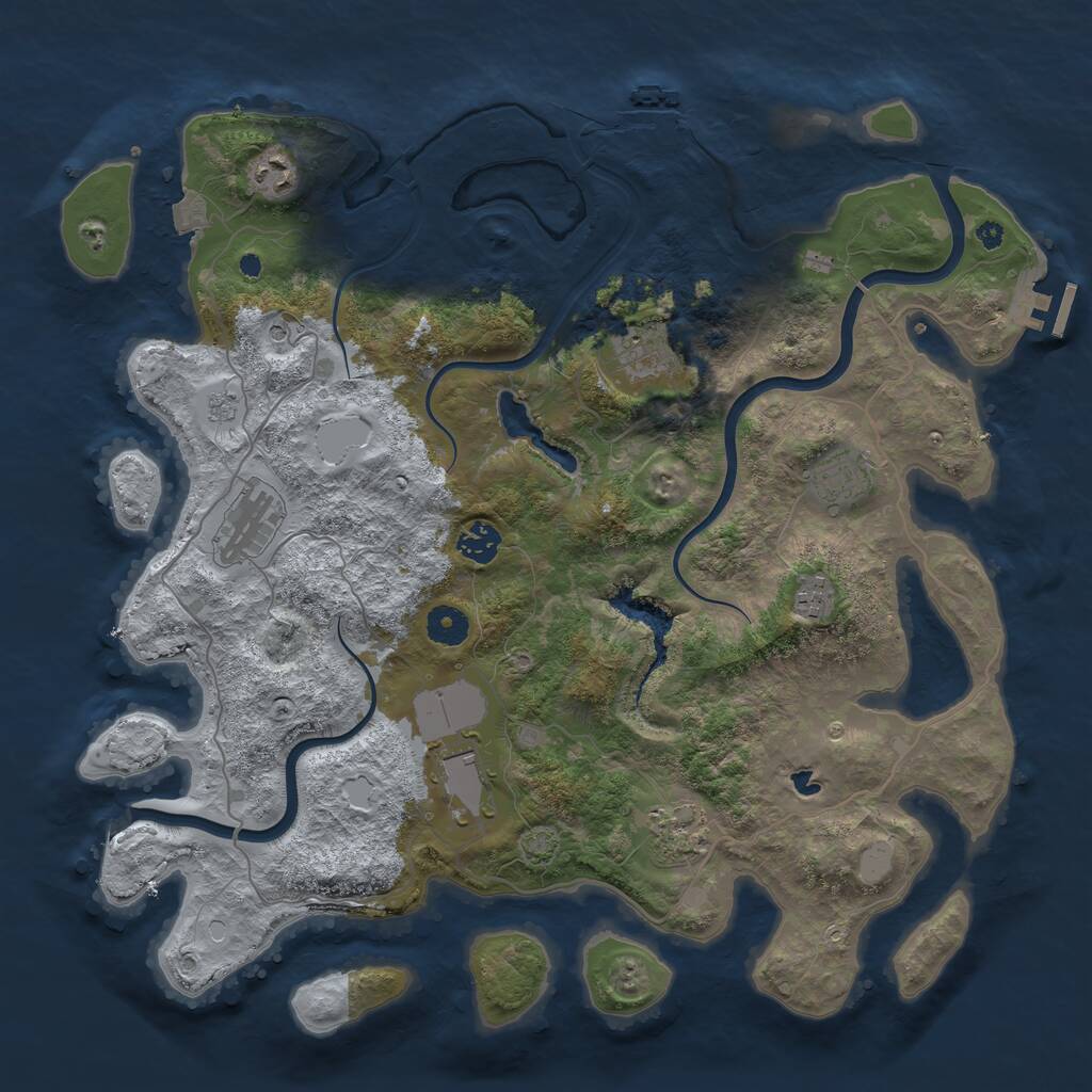 Rust Map: Procedural Map, Size: 4000, Seed: 911872, 14 Monuments
