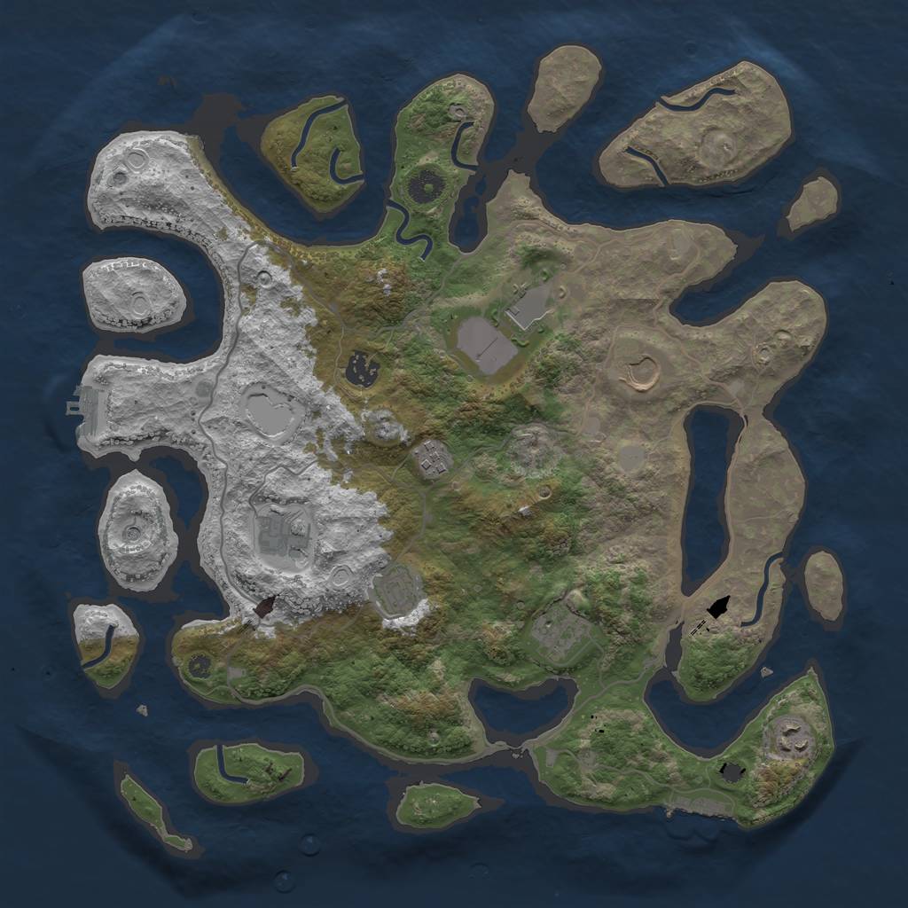 Rust Map: Procedural Map, Size: 4000, Seed: 258264, 16 Monuments